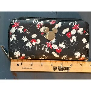 Disney's Mickey and Minnie Mouse Zip Around Wallet for Women Genuine